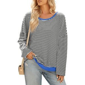 Women's Crewneck Striped Long Sleeve Top - NWOT - M